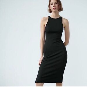 Zara Elegant Black Sleeveless Racerback Bodycon Dress